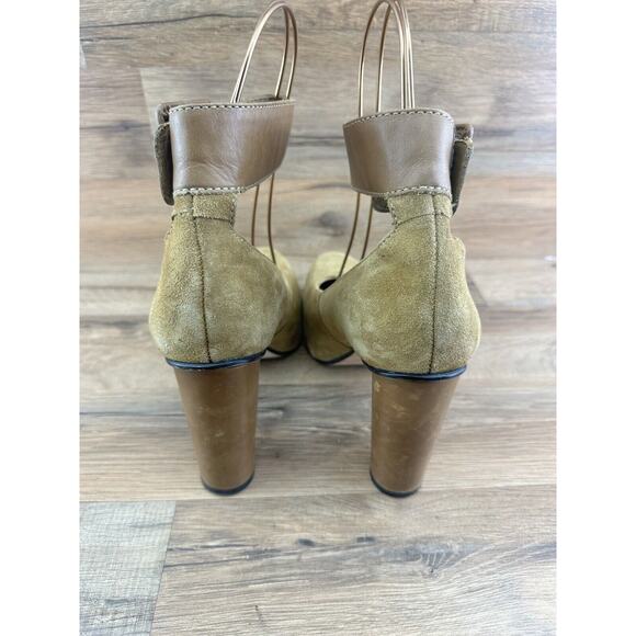 L.L. Bean Shoes Womens Size 8.5M Ankle Strap Block Heels Green Suede - Picture 7 of 10